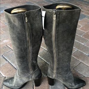 Rocco P. tall gray leather platform boots